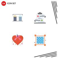 paquete de 4 iconos planos creativos de elementos de diseño de vector editables de cinta de lista de verificación de especias de corazón de sal