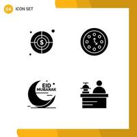 Stock Vector Icon Pack of 4 Line Signs and Symbols for business mubarak clock time cresent Editable Vector Design Elements