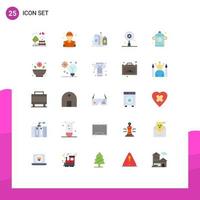 25 Universal Flat Color Signs Symbols of setting research fireman search product Editable Vector Design Elements