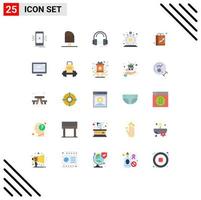 Editable Vector Line Pack of 25 Simple Flat Colors of loan finance food song service Editable Vector Design Elements