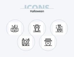 Halloween Line Icon Pack 5 Icon Design. night. halloween. magic. bat. frankenstein vector