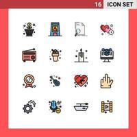 16 iconos creativos signos y símbolos modernos del reloj húmedo del corazón del tiempo encuentran elementos de diseño de vectores creativos editables