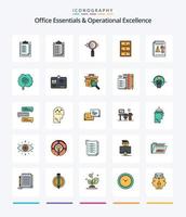 Creative Office Essentials And Operational Exellence 25 Line FIlled icon pack  Such As brain. chart. safe. pie. report vector