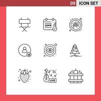 Set of 9 Modern UI Icons Symbols Signs for public eye fruit no grape contact tweet Editable Vector Design Elements