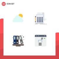 4 Flat Icon concept for Websites Mobile and Apps sky back to school cloudy banking education Editable Vector Design Elements