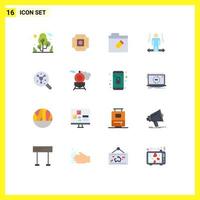 16 Thematic Vector Flat Colors and Editable Symbols of molecule search folder right arrow Editable Pack of Creative Vector Design Elements