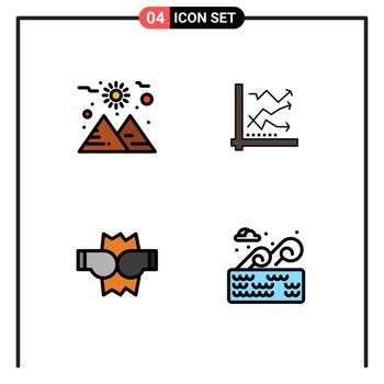 paquete de interfaz de usuario de 4 colores planos básicos de línea de llenado de análisis de gráfico de boxeo de planeta perforar elementos de diseño de vector editables