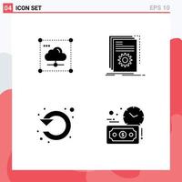 4 Universal Solid Glyph Signs Symbols of cloud script secure build refresh Editable Vector Design Elements