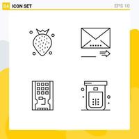 Pack of 4 Modern Filledline Flat Colors Signs and Symbols for Web Print Media such as strawberry drive berry navigation solid Editable Vector Design Elements