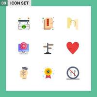 Universal Icon Symbols Group of 9 Modern Flat Colors of direction location brain timer compass Editable Vector Design Elements