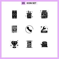 9 Universal Solid Glyphs Set for Web and Mobile Applications story gdpr pot document bean Editable Vector Design Elements