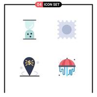 4 Flat Icon concept for Websites Mobile and Apps business place time banking shower Editable Vector Design Elements