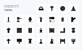 25 Tools Solid Glyph icon pack vector