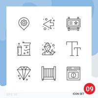 User Interface Pack of 9 Basic Outlines of cook science advertising laboratory chemistry Editable Vector Design Elements