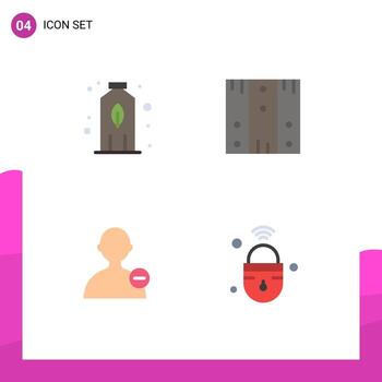 4 Thematic Vector Flat Icons and Editable Symbols of bottle interface box stock internet of things Editable Vector Design Elements