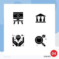 Stock Vector Icon Pack of 4 Line Signs and Symbols for atom management space mony ideas Editable Vector Design Elements