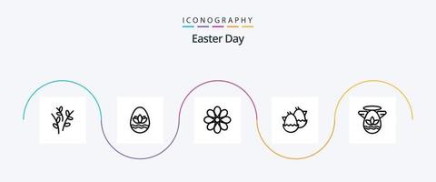 paquete de iconos de la línea de Pascua 5 que incluye ángulo. Pascua de Resurrección. flor. bebé. planta vector