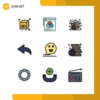 Universal Icon Symbols Group of 9 Modern Filledline Flat Colors of games mail cloudy happy chat Editable Vector Design Elements