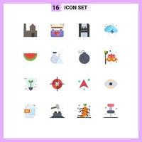 Flat Color Pack of 16 Universal Symbols of light rain devices drop products Editable Pack of Creative Vector Design Elements