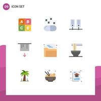 Universal Icon Symbols Group of 9 Modern Flat Colors of food data server folder seo Editable Vector Design Elements