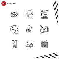 Set of 9 Modern UI Icons Symbols Signs for bird networking factory network cloud Editable Vector Design Elements