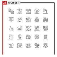 conjunto de 25 iconos modernos de la interfaz de usuario signos de símbolos para el motor de optimización del calendario de búsqueda de fotos elementos de diseño vectorial editables vector