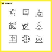 9 Universal Outline Signs Symbols of email royal furniture monarchy king Editable Vector Design Elements