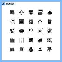 User Interface Pack of 25 Basic Solid Glyphs of cash borrow boat user online Editable Vector Design Elements