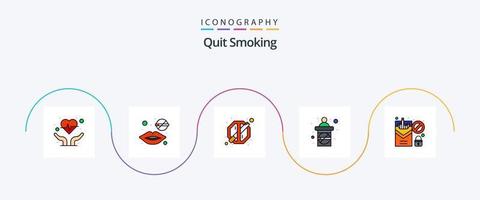 Quit Smoking Line Filled Flat 5 Icon Pack Including sign. healthcare. women. conference. not allowed vector