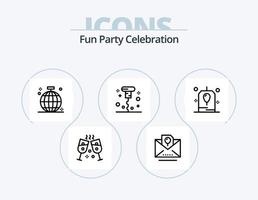 paquete de iconos de línea de fiesta 5 diseño de iconos. carnaval. niño. bomba de fiesta día festivo. fiesta vector