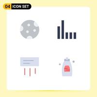 Set of 4 Vector Flat Icons on Grid for full conditioner sleep phone home Editable Vector Design Elements