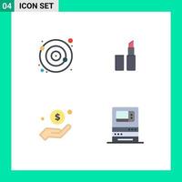 Group of 4 Modern Flat Icons Set for orbit charity satellite dollar atm Editable Vector Design Elements