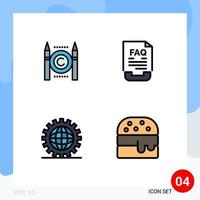 4 Creative Icons Modern Signs and Symbols of business coding digital document development Editable Vector Design Elements