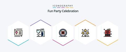 Party 25 FilledLine icon pack including cigarette. spark. boom box. party. firework vector