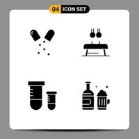 Modern Set of 4 Solid Glyphs and symbols such as antibiotics potion medical gymnastic science Editable Vector Design Elements