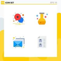 paquete de 4 signos y símbolos de iconos planos modernos para medios de impresión web, como prueba de tubo de correo de notificación, verificación de elementos de diseño vectorial editables vector