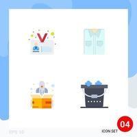 User Interface Pack of 4 Basic Flat Icons of id start user tshirt clean Editable Vector Design Elements