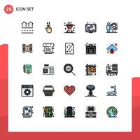 25 User Interface Filled line Flat Color Pack of modern Signs and Symbols of business seo barbecue promotion meat Editable Vector Design Elements