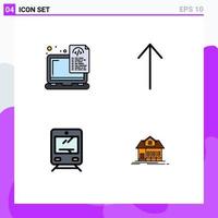 Group of 4 Filledline Flat Colors Signs and Symbols for device transportation laptop up home Editable Vector Design Elements