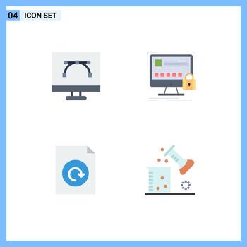 paquete de interfaz de usuario de 4 iconos planos básicos de la herramienta bezier archivo de protección de diseño gráfico seguro elementos de diseño vectorial editables vector