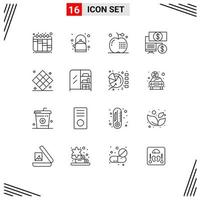 Set of 16 Modern UI Icons Symbols Signs for play chess drinks athletics click Editable Vector Design Elements