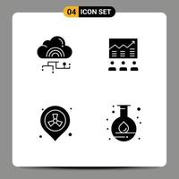 4 User Interface Solid Glyph Pack of modern Signs and Symbols of network efforts connect arrow success Editable Vector Design Elements