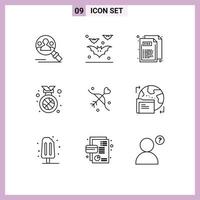 Set of 9 Modern UI Icons Symbols Signs for love position code winner best Editable Vector Design Elements