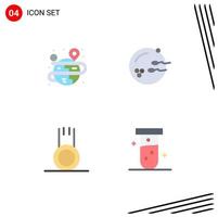 Pictogram Set of 4 Simple Flat Icons of creative football map reproduction sport Editable Vector Design Elements