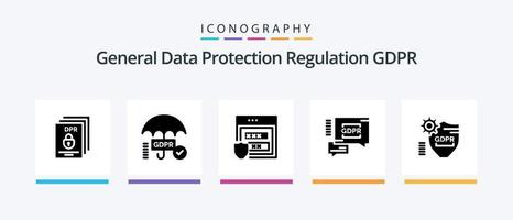 Gdpr Glyph 5 Icon Pack Including gdpr . storage. security . web . gdpr. Creative Icons Design vector