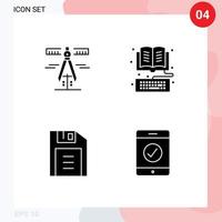 concepto de glifo sólido para sitios web móviles y aplicaciones calibres disquete medir teclado elementos de diseño vectorial editables retro vector