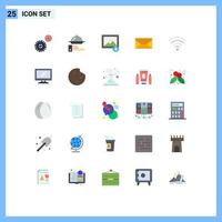 Modern Set of 25 Flat Colors and symbols such as computer signal image connection message Editable Vector Design Elements