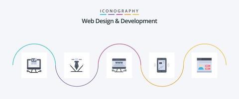 diseño web y desarrollo paquete de iconos planos 5 que incluye diseño. usuario. Propaganda. disposición. móvil vector