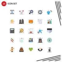 Mobile Interface Flat Color Set of 25 Pictograms of body avatar female business solution brainstorming Editable Vector Design Elements