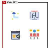 paquete de 4 iconos planos creativos de flechas garantía arquitectura finca asientos elementos de diseño vectorial editables vector